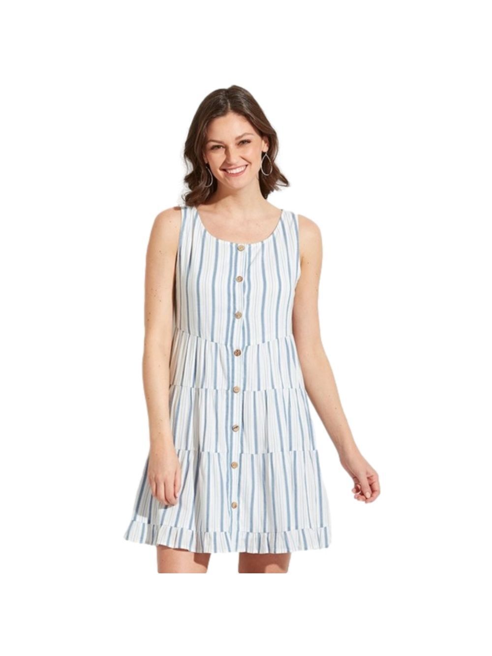 MIA & Tess Blue and White Striped Sleeveless Dress